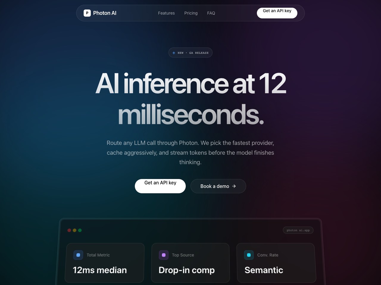 Aurora Glass product landing page direction