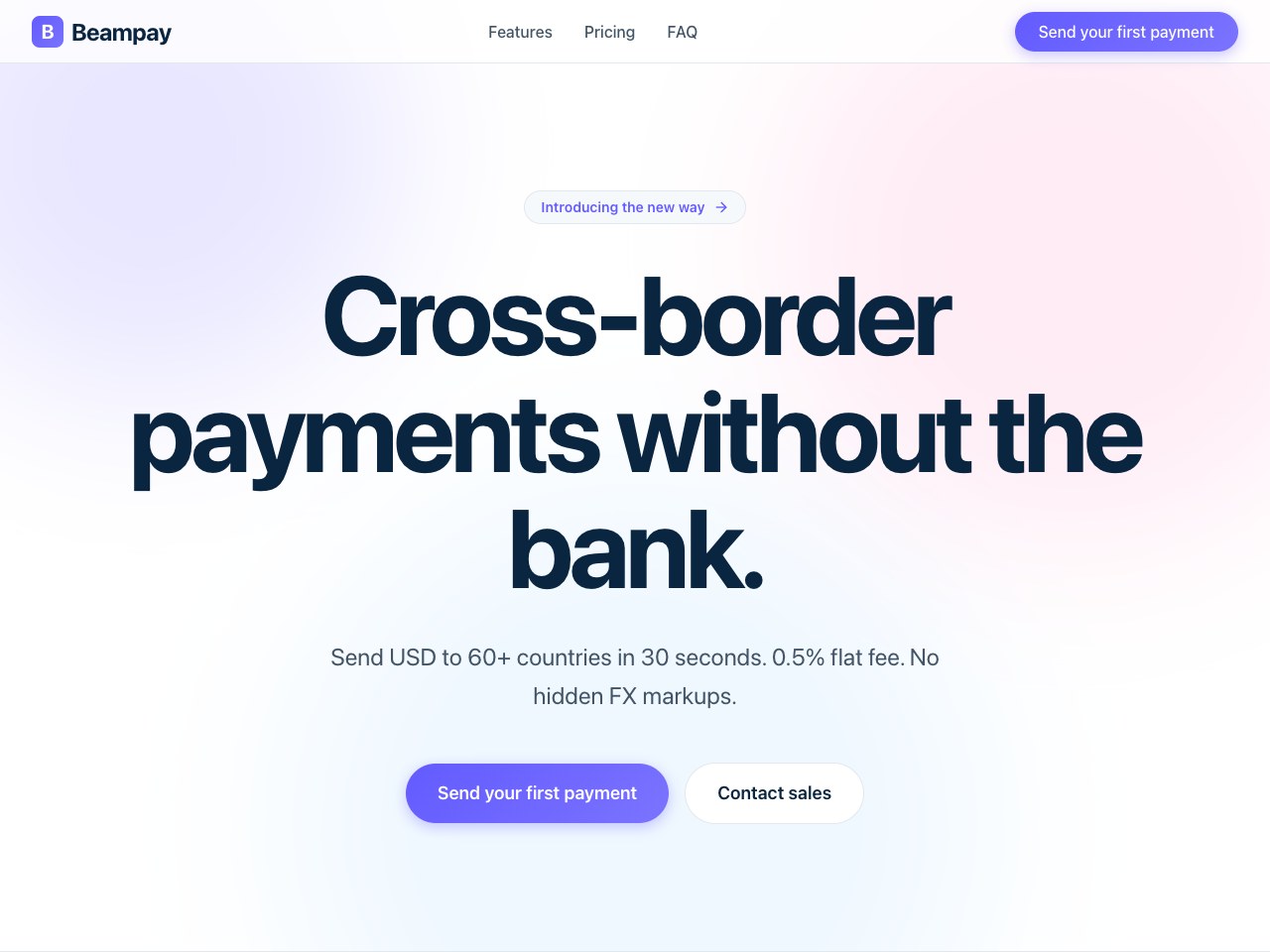 Financial Gradient product landing page direction